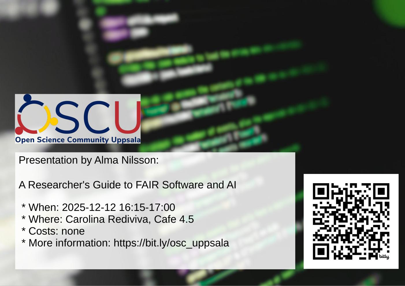 2025-12-12 Alma Nilsson: A Researcher's Guide to FAIR Software and AI