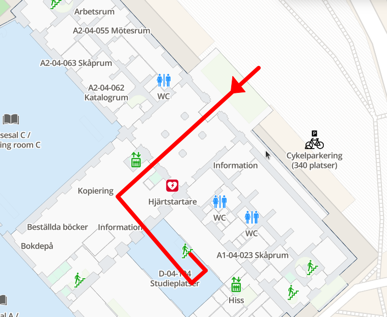 Annotated map of Carolina Rediviva third floor