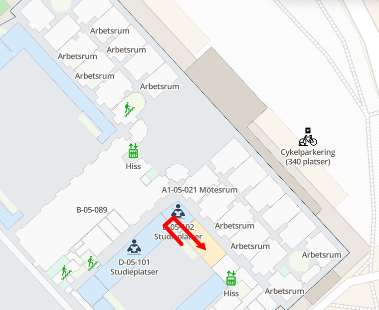 Annotated map of Carolina Rediviva fourth floor
